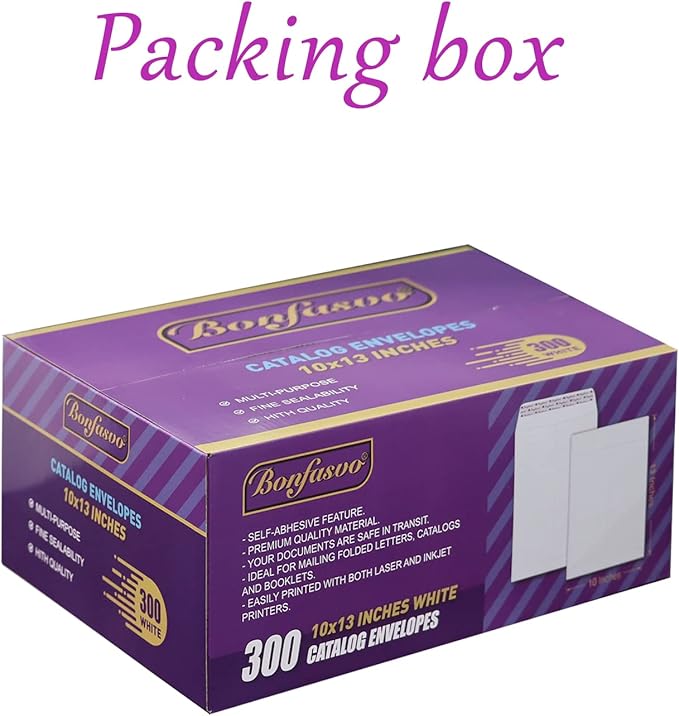 300 Pack 10x13 White Catalog Envelopes Peel & Seal Security Mailing Envelopes 120GSM Kraft Paper self Seal Envelopes for Invitations Papers Photos Documents Pictures Papers Files