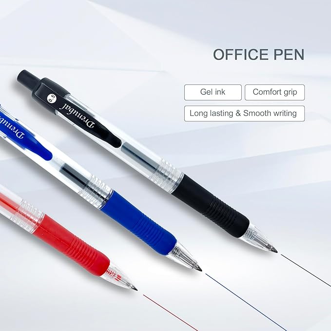 Gel Pens 0.5mm - Red Ink, Quick-Drying, Comfort Grip Writing for School, Office, Exams - Gift Set for Students, Fine Point Ballpoint Pens 6-Pack