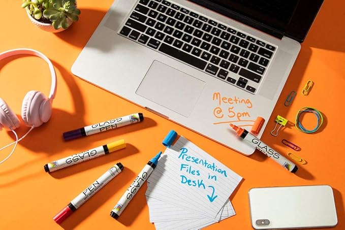 Glass Pen Window Marker: Liquid Chalk Pens for Glass, Whiteboard Markers with Washable Paint - Graduation, Car Windows, Mirror Pen, Storefront, Wedding, Parade, Party & Holiday (Black, Fine Tip)