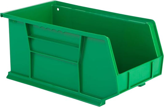 Hudson Exchange 15" x 8" x 7" Plastic Stackable Storage Bin and Hanging Container (Green, 1 Pack)