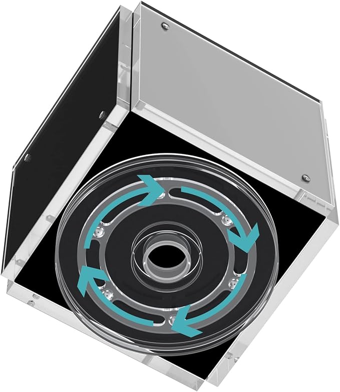 HIIMIEI Acrylic Rotating Pen Holder for Desk, Pencil Holder Picture Frame Holds 4 Family Photos of 4"x4", Desk Pen holder Organizer for Office, Classroom, Home, Kids (Black)