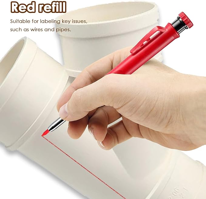 24Pcs 2.8mm Carpenter Pencil Refill Long Lasting HB Refill for Construction Pencils Replacements Carpenter Marker Graphite Woodworking Mechanical Pencil Leads(Red)