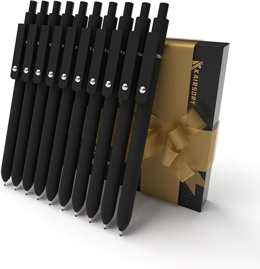 Gel Pens,0.5mm Fine Point Pens Smooth Writing japanese gel pens, High-End Series Black Ink cute gel pens for Journaling Note Taking, Office School Supplies (10 Pcs Black Ink- Black shaft pen)