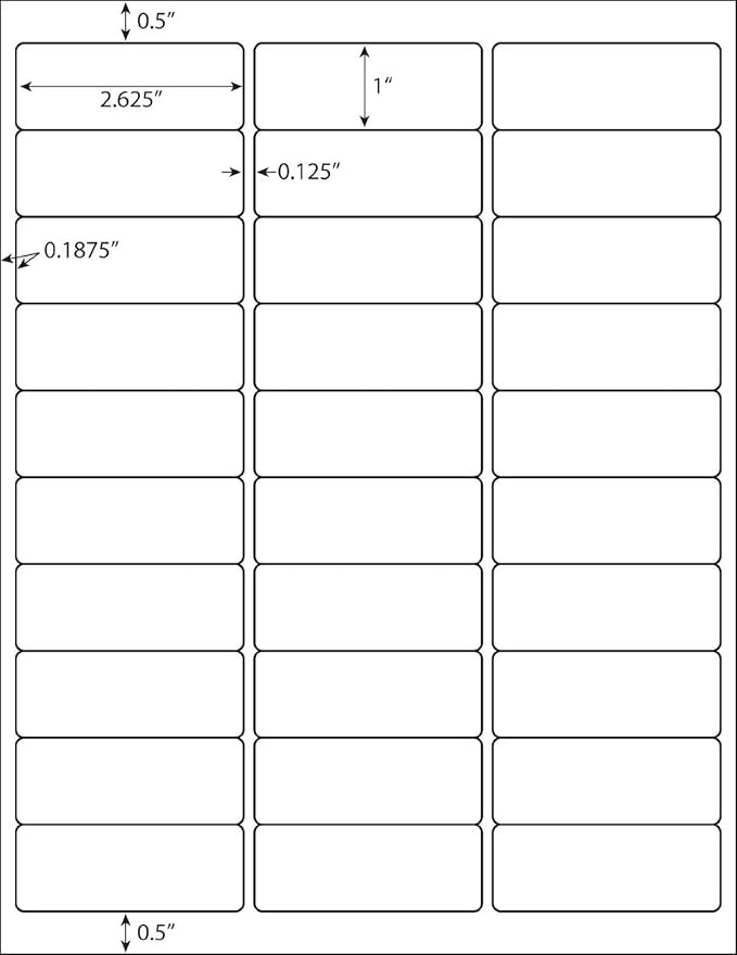30 UP Address Labels for Inkjet Printers 1" x 2-5/8", Pack of 4500 Labels