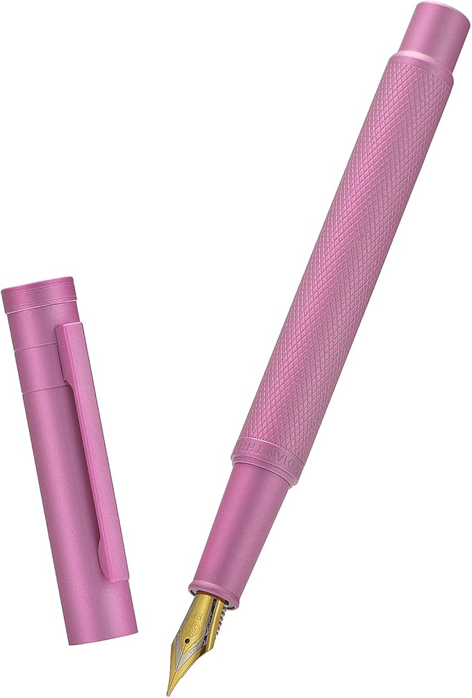 Hongdian 1851 Pink Forest Fountain Pen Medium Nib, Classic Design with Converter and Metal Pen Case