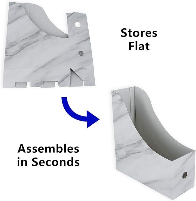 HUAPRINT Magazine Holder(6 Pack, Marbling Gray) Cardboard Magazine File Holder-Folder Holder,Magazine Organizer,Document Organizer,Magazine Storage Box,With Labels