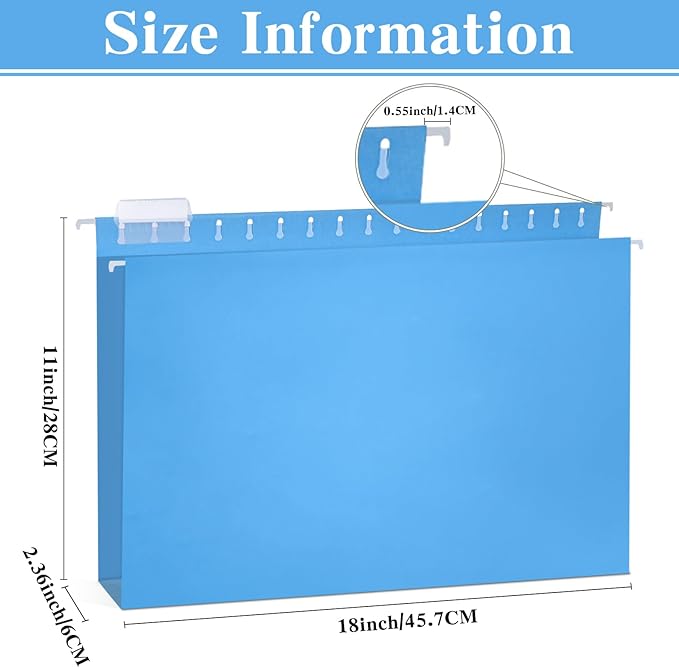 gisgfim 25 Pack Reinforced 11x17 Hanging File Folders 1/5 Cut Heavy Duty Hanging File Folders with Plastic Tabs & Label Cards Expanding Hangers File Organizer for Drawing Engineering Document (Blue)