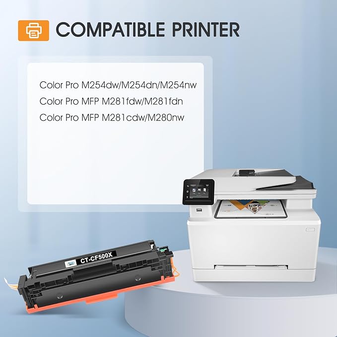202X 202A Black High Yield Toner Cartridges: Compatible Replacement for HP 202X CF500X 202A CF500A Color Laserjet Pro MFP M281fdw M281cdw M281fdn M254dn M254nw M281 M254 Toner Printer (2 Pack)