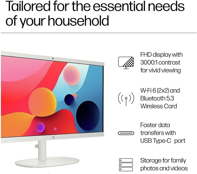HP 22 inch FHD All-in-One Desktop Computer PC 2025 Flagship, 16GB RAM, 756GB Storage (256GB SSD + 500GB Ext), Intel Celeron CPU, Webcam, WiFi 6, HubxcelAccessory, Win 11 Pro, Lifetime Office 2024
