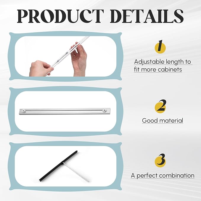 12 Pcs Metal Adjustable File Cabinet Rails Set Include 8 Hanging File Rail Clips 4 Cabinet Dividers Bars Suitable for Cabinets with Drawer Thickness Less Than 1/8 Inch(Silver,18-32.5 Inch)