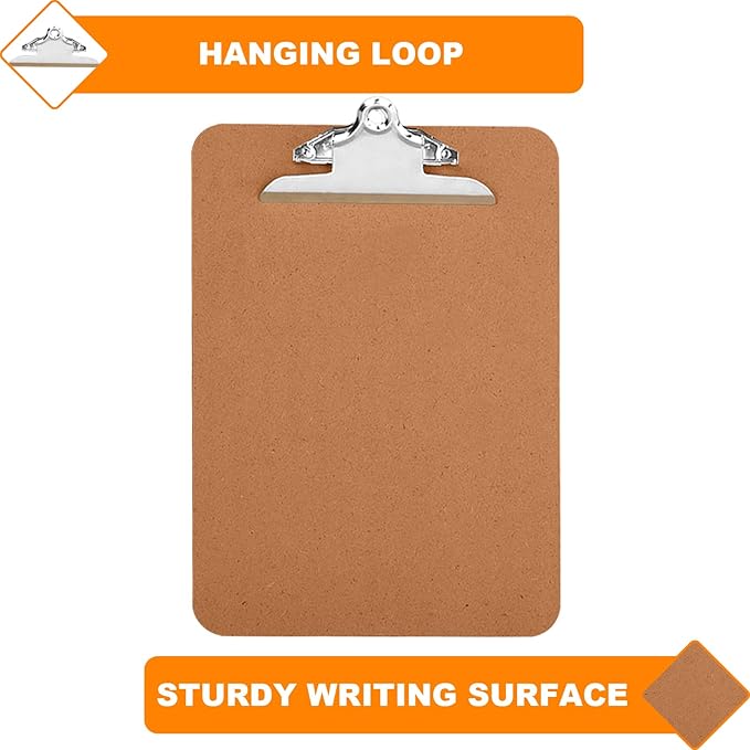 HERKKA 10 Pack Hardboard Office Clipboards - A4 Letter Size, ECO Friendly