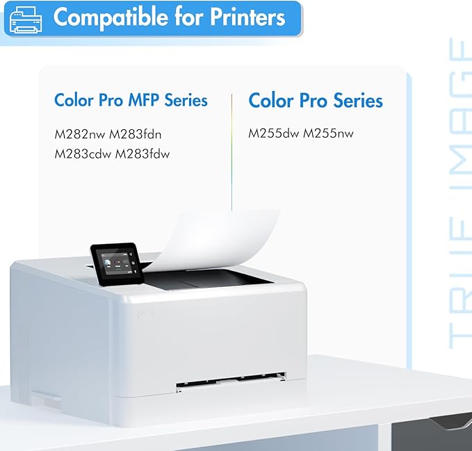 206X Toner Cartridges 4 Pack High Yield: MFP M283cdw M255dw M283fdw 206A Set Compatible Replacement for HP 206X for HP Color Laserjet Pro MFP M283fdw M283cdw M283 Printer Ink (with Chip -B/C/Y/M)