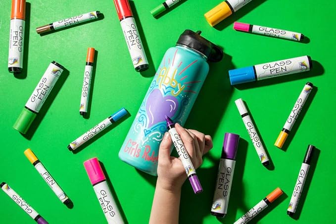 Glass Pen Window Marker: Liquid Chalk Pens for Glass, Whiteboard Markers with Washable Paint - Graduation, Car Windows, Mirror Pen, Storefront, Wedding, Parade, Party & Holiday (Blue, Jumbo Tip)