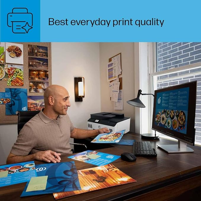 HP Smart -Tank Plus 651 Wireless All-in-One Ink -Tank Printer, up to 2 Years of Ink in Bottles, Auto Document Feeder, Mobile Print, Scan, Copy,, Fax, Works with Alexa (7XV38A)