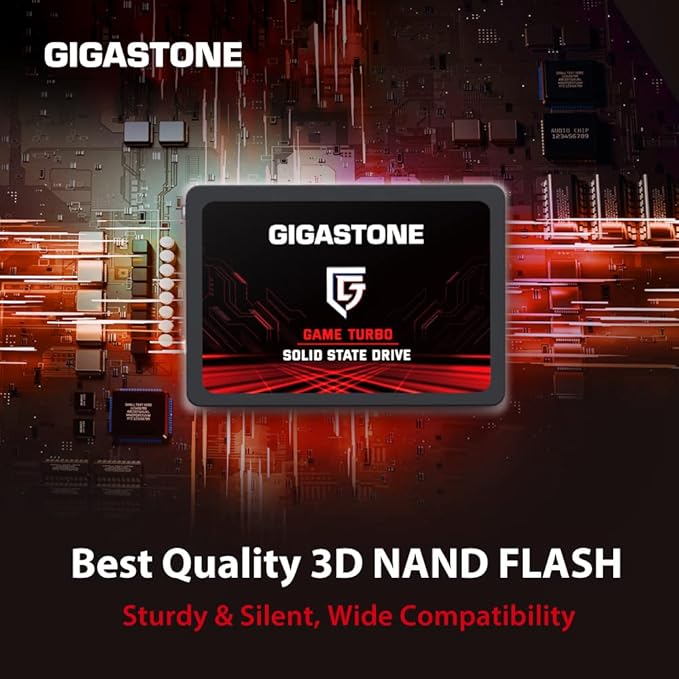 Gigastone SATA SSD 256GB 2.5 inch SSD 520MB/s Upgrade Laptop PC Memory and Storage PS4 HDD Replacement 2.5" Internal Solid State Hard Drives SATA III SLC Cache 3D NAND Game Turbo Performance
