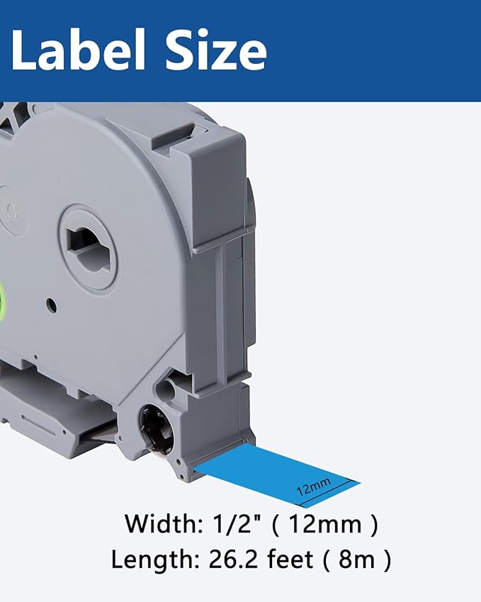 12mm 0.47 Black on Blue Laminated Tape Compatible for Brother P Touch Label Maker Tape TZe-531 TZe531 Tze Tz Tape for PT D200 D210 D220 D400 Cube, 1/2 Inch x 26.2 Feet, 3-Pack