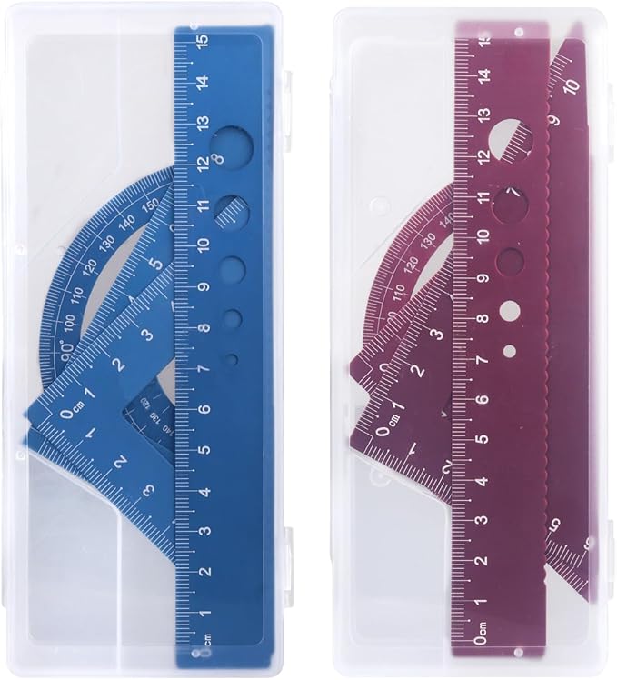 Honagu Aluminum Alloy Triangular Ruler Set, 8 Pieces/2 Sets, Modern Design, 12 Inches