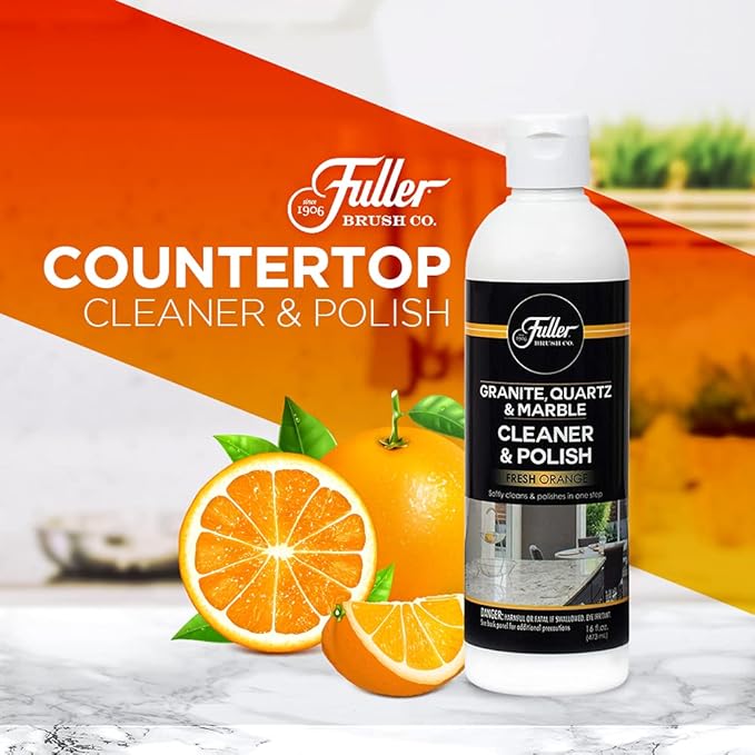 Fuller Brush Countertop Cleaner & Polish - Multi Surface Cleaner - Cleans, Polishes and Protects Granite Quartz Marble Glass Laminates Metal and Other Surfaces Refreshing Orange Scent Removes Odor