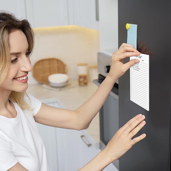 4 Pack Magnetic Note Pad for Fridge with Pen Holder, Totally 200 Sheets Magnetic To Do List, Grocery List, Shopping List, Meals Pads for Refrigerator