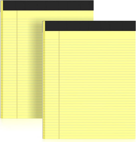 2 Pack of Yellow Legal Pads 8.5 x 11 College Ruled Writing Pads 8.5" x 11.75" Notepad 30 Sheets per Note Pads Study Back 8x11 Pads of Paper