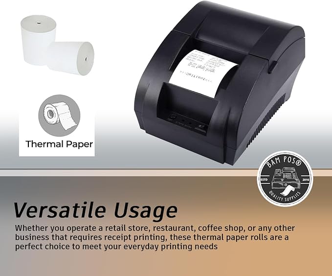 3 1/8 x 190 Thermal Receipt Paper Rolls For Most POS Systems and Receipt Printers, Compatible With Clover Station, Square Station, Toast Station, TM-T88, TSP Series (30 Rolls)