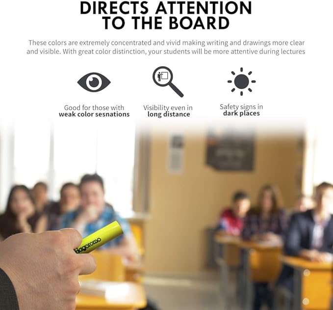 Hagoromo Fulltouch Luminous Chalk 1 Box, Non-Toxic, Dustless [72 Pcs/6 Color Mix]