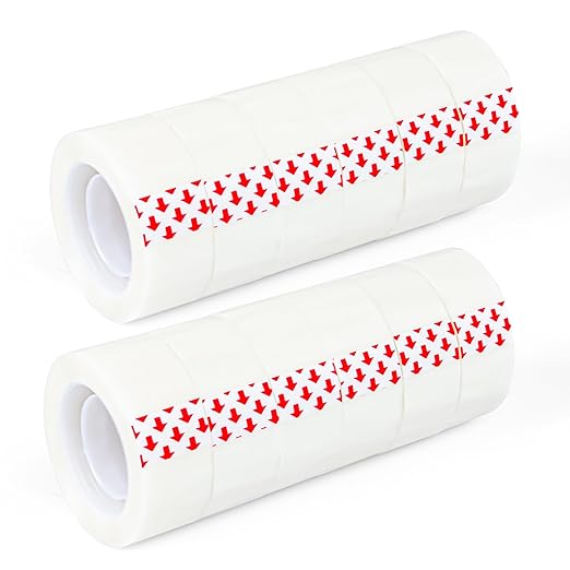 12 Rolls Transparent Tape - Perfect for Wrapping Gifts, Office Supplies, Home Use - Each Roll 0.71 Inch x 1000 inches (12PCS White)