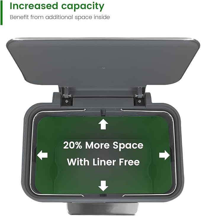 18 Gallon Stainless Steel Step Trash Can with Soft-Close Lid & Stay-Open, Rectangular Kitchen Garbage Bin for Home & Office, Tall Trash Bin No Liner Needed (70 Liter Larger Capacity)