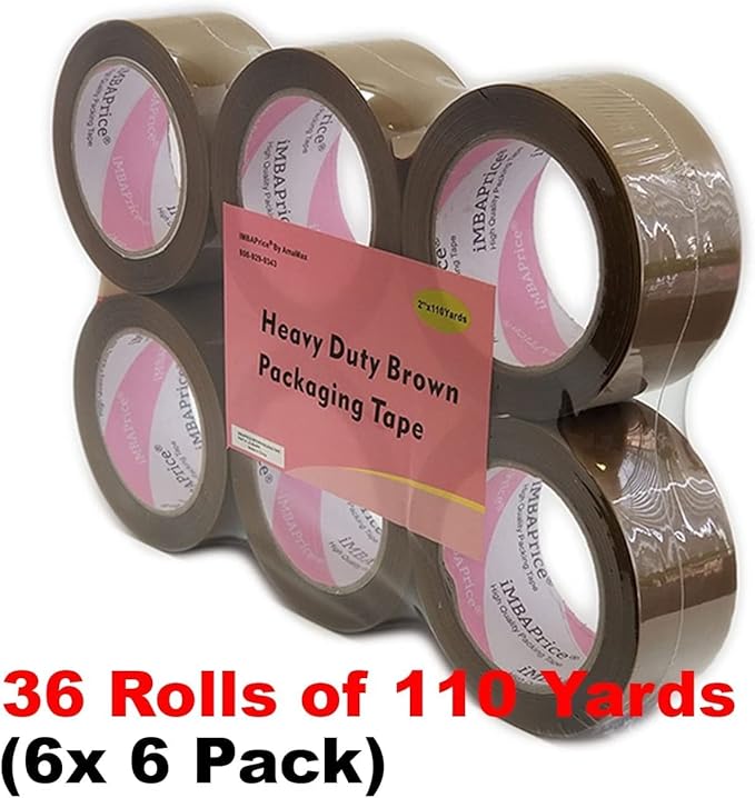 iMBAPrice - 2-inches x 110 Yards, Pack of 36 Tan/Brown Color Packing Shipping Storage Box Sealing Packaging Tape, Office & Storage