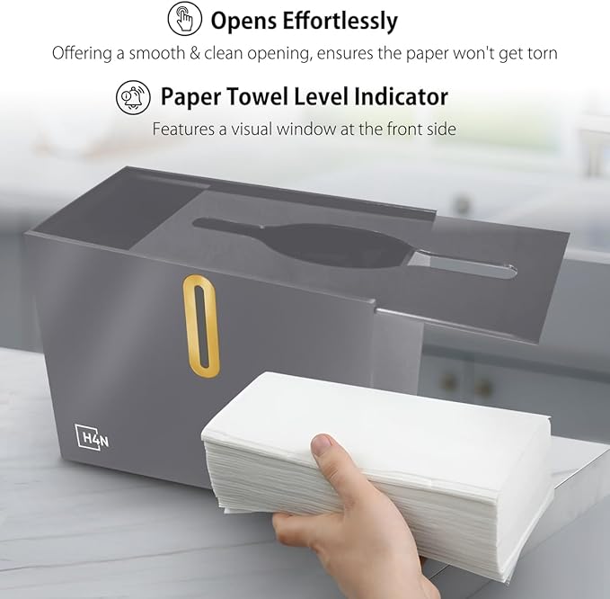 H4N Multifold Hand Paper Towel Dispenser Countertop, Compact Design, Single Sheet Dispensing for Home and Commercial Use, Gray