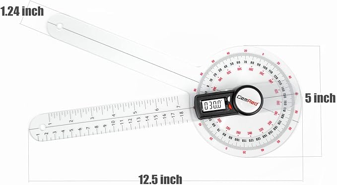 GemRed 12" Digital Goniometer for Joint Range of Motion ROM Measurement(GR311 New Version)