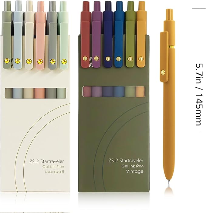 Gel Pens, 12 Pcs 0.5mm Fine Point Smooth Writing Pens Cute Pens, High-End Series Black Ink Pens for Journaling Note Taking, School Office Supplies for Women Men (12 Pcs Gold Mixed colors)