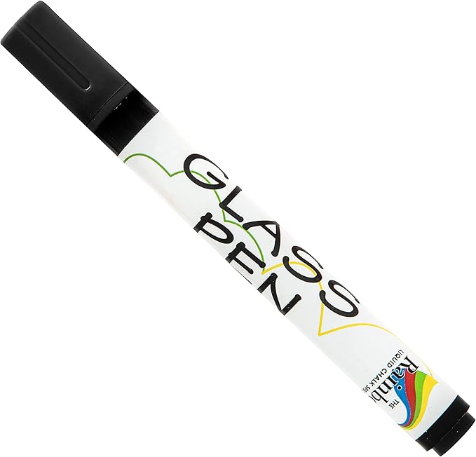 Glass Pen Window Marker: Liquid Chalk Pens for Glass, Whiteboard Markers with Washable Paint - Graduation, Car Windows, Mirror Pen, Storefront, Wedding, Parade, Party & Holiday (Black, Fine Tip)