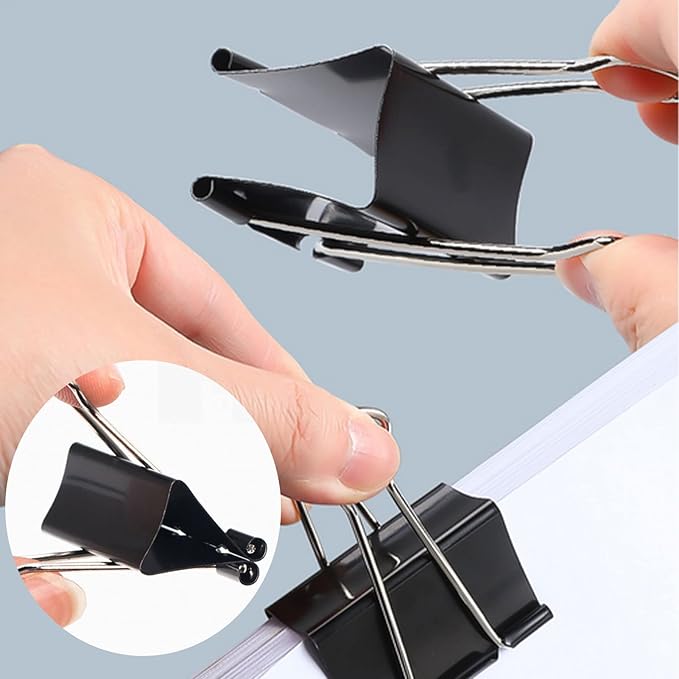 208 Pack Binder Clips Paper Clamps Assorted Size (Black) with Box, Jumbo, Large, Medium, Small, Mini and Micro,6 Sizes for Office, School and Home