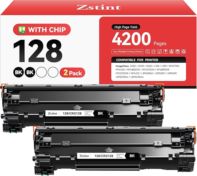 128 Toner Cartridge 2-Pack Replacement for Canon 128 CRG-128 126 CRG-126 Compatible with Canon ImageCLASS D530 L100 L190 MF4410 MF4420 MF4450 MF4500 MF4770N MF4880DW MF4570DN MF4890DW MF4570DW Printer