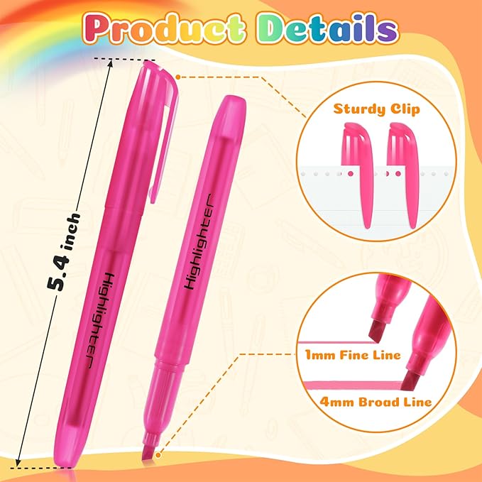 GORWARE 96 Pcs Highlighters, 6 Assorted Colors, Chisel Tip, Non-Toxic Markers for Highlighting at Home, School, or Office – Perfect for Adults & Kids (96)