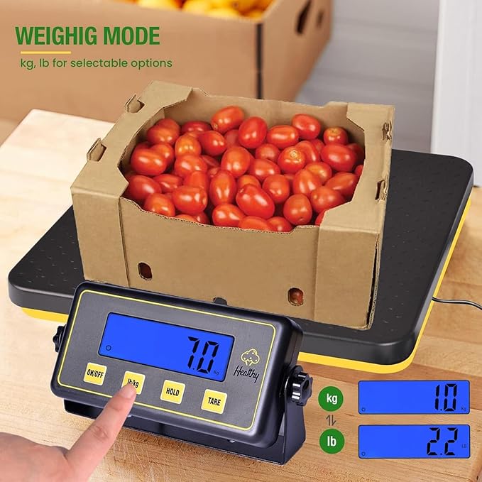 400lbs Commercial Scale Digital Receiving Scale with Anti-Slip Aluminum Platform, High Accuracy Food Scale with Hold/Tare/Auto-Off, Kitchen Scale with LCD Display for Restaurant/Cater