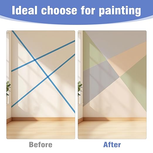 2 Rolls Painters Tape 2Inch ×55 Yard Blue Painters Tape Multi-Purpose Blue Masking Tape, Sharp Line Masking Tape for Wall Painting Edge Treatment Labeling Automotive, Home Use