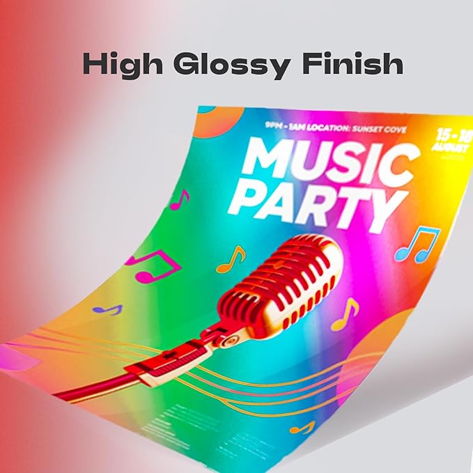 220 Sheets Inkjet Glossy Thin Paper 8.5x11 inch 30lb 120gsm A4 Letter Size For Brochure Printing, CustomChip Bag Party Favors,Single Side, Suitable for All Dye Ink HP001