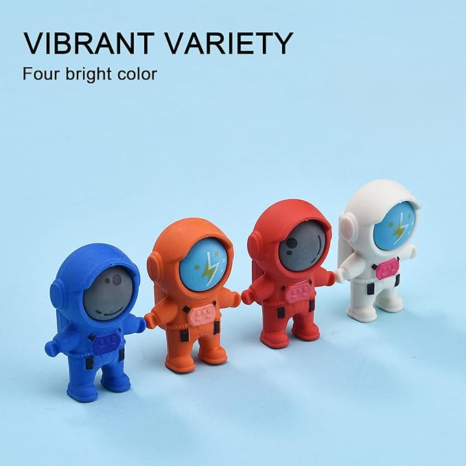 20Pcs Outer Space Themed Erasers for Kids Bulk, Kawaii Cute Spaceman Eraser for School Classroom Supplies Party Favors
