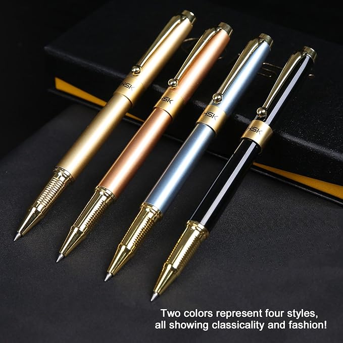 HSK Ballpoint Pens Luxury gift Pen Black Refill Line width 0.5mm,Best Ball Pen Gift Set for Men & Women Professional Executive,Office,Nice Pens Classy Gift Box (Gold)