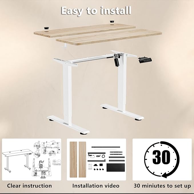 Himimi Electric Standing Desk 55 x 24 inch for Home Office,Sit-Stand Adjustable Desk with Memory Presets,Height Adjustable Desk for Gaming/Working,Free Hook, Lockable Wheels,Mouse Pad,Oak