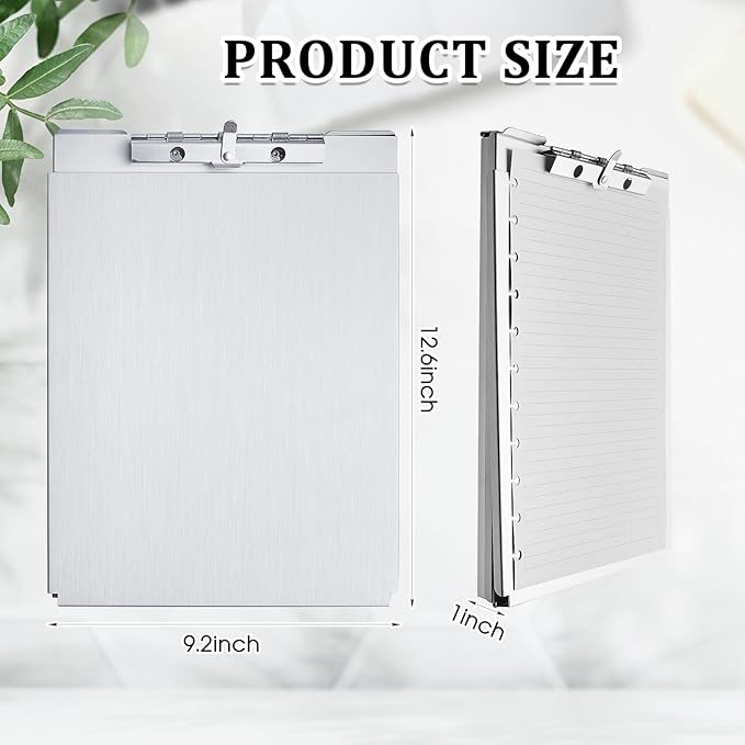 Henoyso Metal Storage Clipboard Bulk Heavy Duty Aluminum Clip Board for Teacher Contractor Medical Construction Office School Classroom, 12.6x9.2x1 Inch, Fit Letter Size 8.5x11 Inch Paper(4 Pcs)