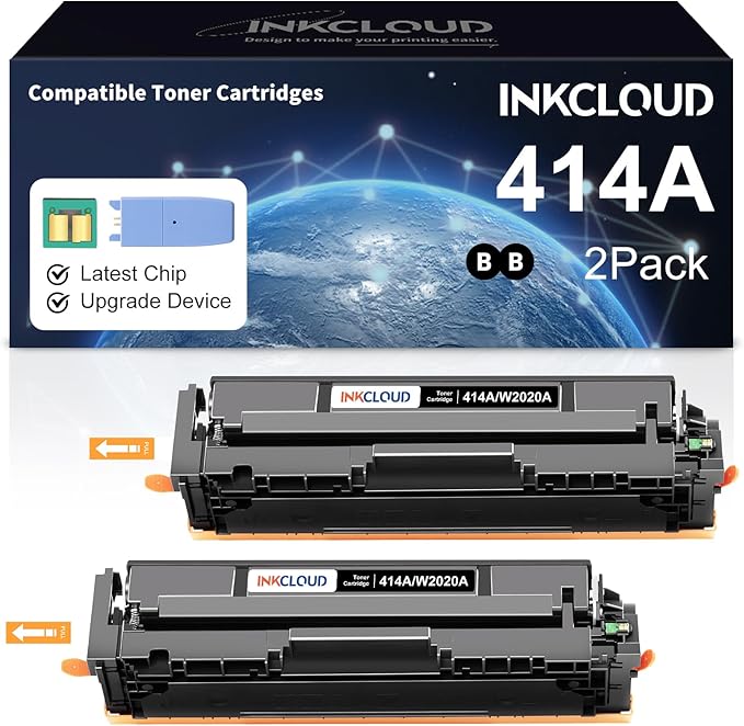 414A Toner Cartridges with Chip and Upgrade Device Compatible Toner Cartridge for HP 414A 414X W2020A Work with HP Color Pro MFP M479fdw M479fdn M454dw M454dn Printer Ink (2 Black)
