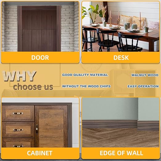 GSCIT Club Wood Grain Repair Tape, 2.4 inch X 50ft Self Adhesive Walnut Grain Repair Patch for Tables, Chairs, Baseboards, Doors, Windows, Floors, Handicraft DIY.