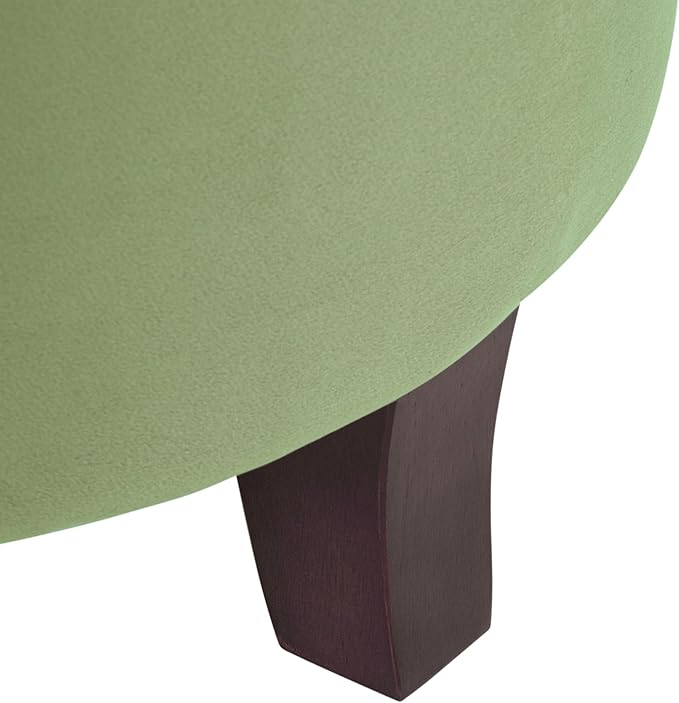 HomePop by Kinfine Fabric Upholstered Round Storage Ottoman - Velvet Button Tufted Ottoman with Removable Lid, Dark Green Small