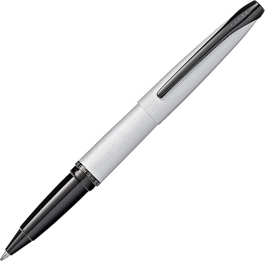 Cross ATX Refillable Rollerball Pen Presented in a Luxury Gift Box - Medium Point, Black Ink, Sandblasted Chrome