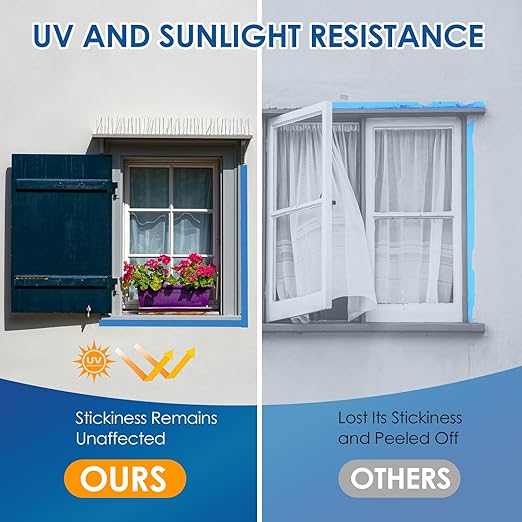 48 Rolls Blue Painters Tape Bulk 1 Inch, Paint Tape 0.94In× 55 Yards, Upgrade Masking Painter's Tape for Walls Painting Car Crafts Home UV Resistant, Total 2640 Yards