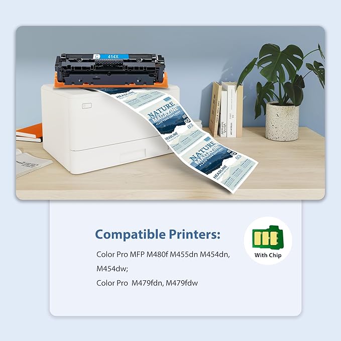 414X Toner Cartridges 4 Pack High Yield: MFP M479fdw - Compatible 414A 414X W2020A W2020X Toner Cartridges with Color Laserjet Pro M479fdn M454dw M454dn M454 M479 Printer Ink(B/C/Y/M) 4 Pack