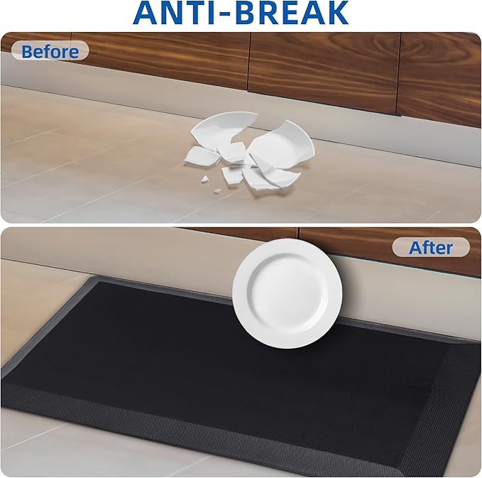 2 PCS Anti Fatigue Kitchen Mats for Floor, 9/10 Extra Thick Cushioned Standing Desk Mat, Comfort Memory Foam Ergonomic Kitchen Rugs and Mats Non-Slip Waterproof for Office, Kitchen, 20"x32"+20"x32"